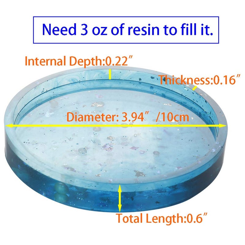 VTurboWay 4 Pack Big DIY Round Coaster Silicone Mold, Diameter 3.94"/10cm, Molds for Casting with Resin, Cement - Image 4